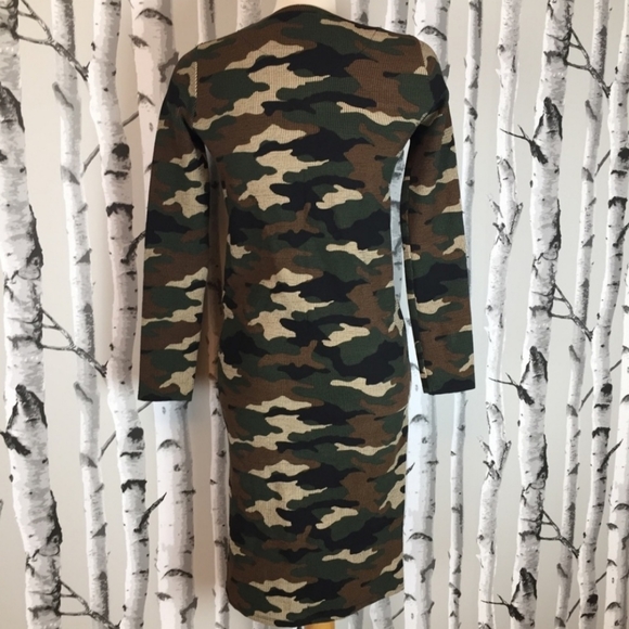 Zara Camouflage Waffle Knit Body-con Dress - Picture 3 of 5